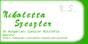 nikoletta szeszler business card